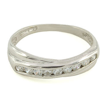 9ct White Gold Cubic Zirconia Half Eternity Ring Size L